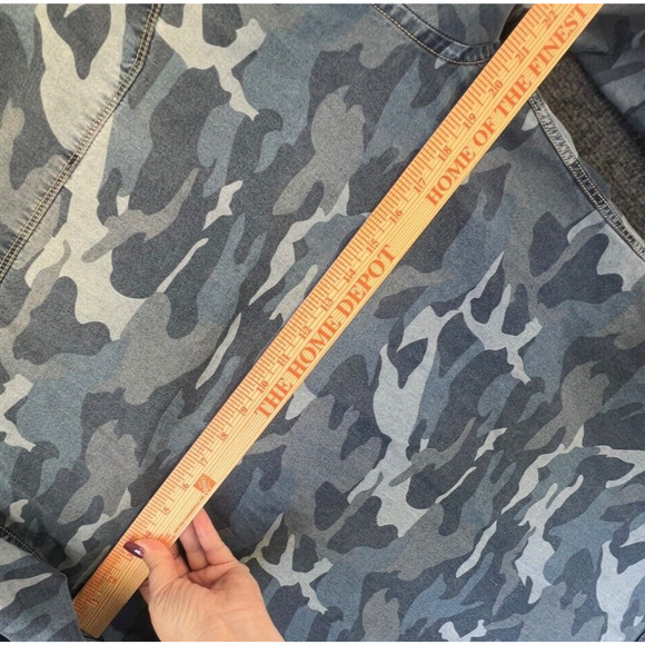 Shirt Jacket Mens XLarge Blue Camo Denim Shacket Snap Button Casual Utility - Picture 6 of 10